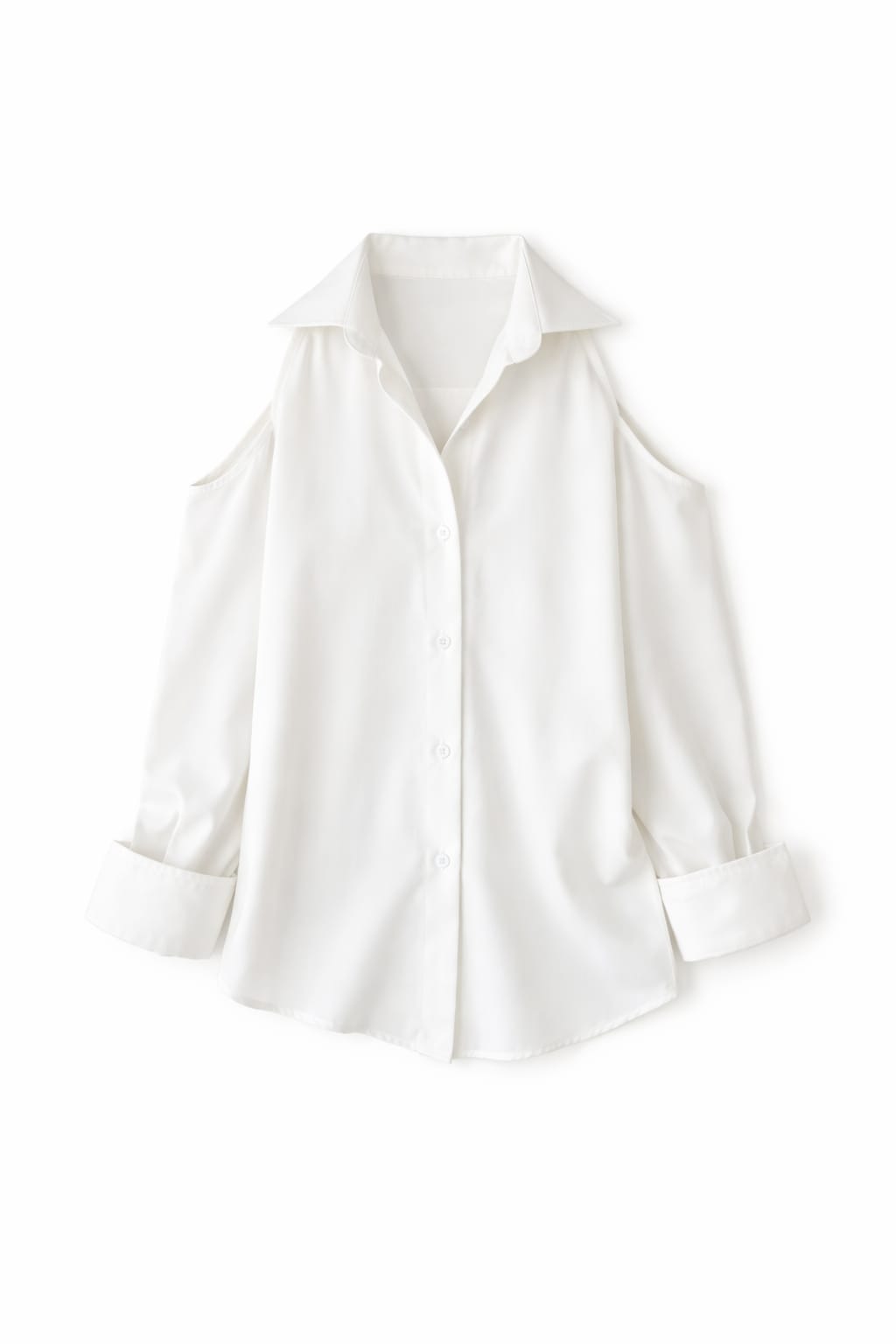 White Cut Out Shoulder Shirt