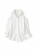 White Cut Out Shoulder Shirt