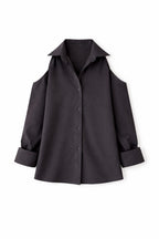Black Cut Out Shoulder Shirt
