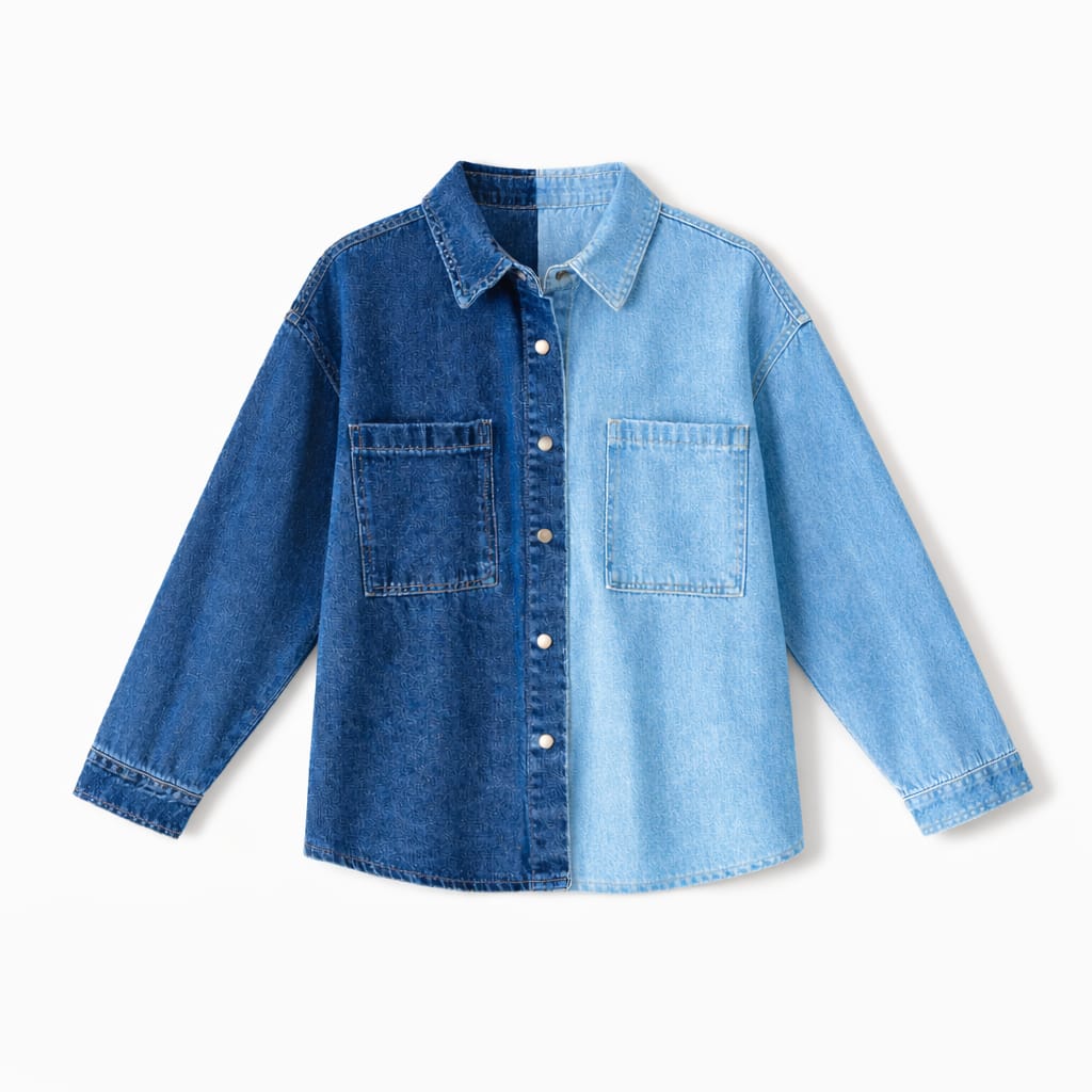 Blue Two Tone Denim Layer Shirt