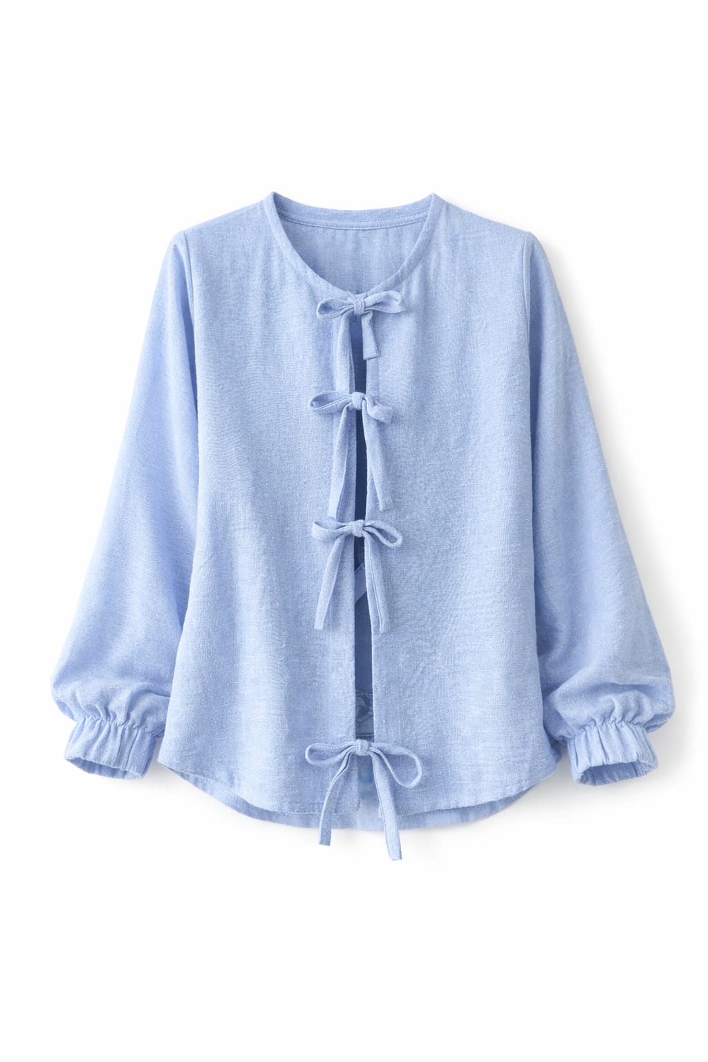 Baby Blue Ribbon Tie Blouse