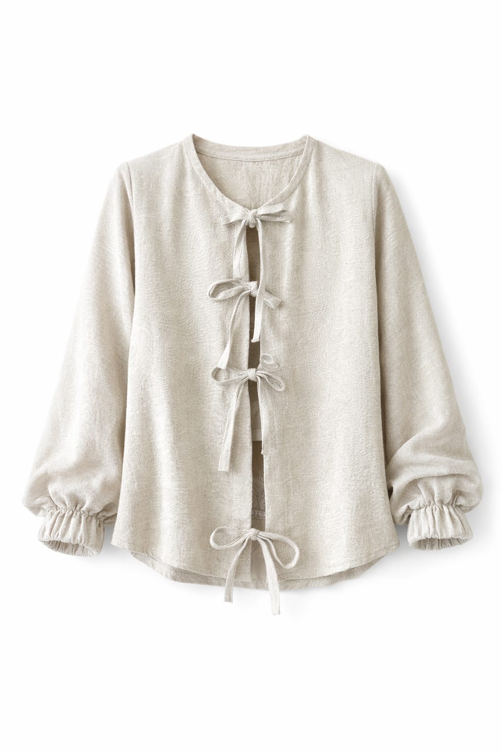 Grey Ribbon Tie Blouse