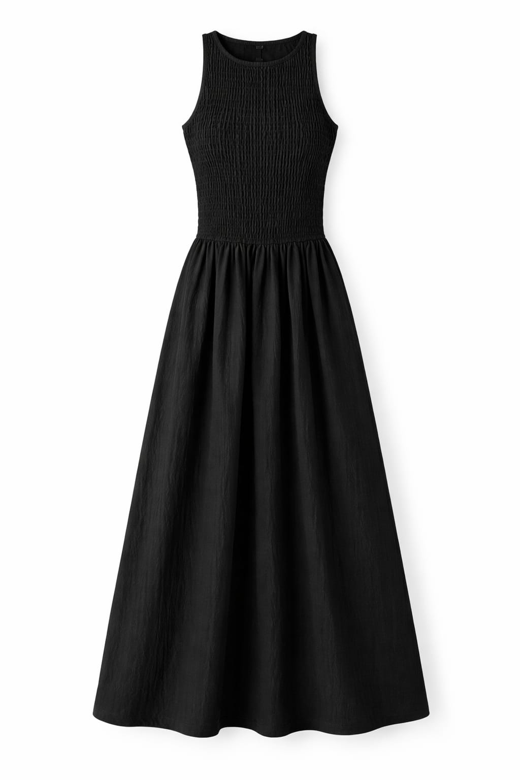 Black Crinkle Sleeveless  Dress