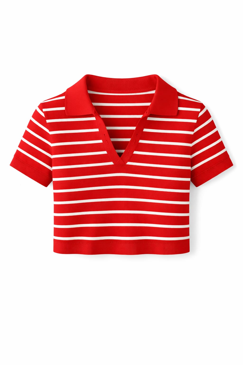 Red Striped Signature Cropped Polo