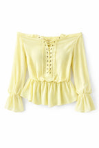 Yellow Criss Cross Tie Chiffon Blouse