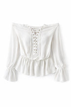 White Criss Cross Tie Chiffon Blouse
