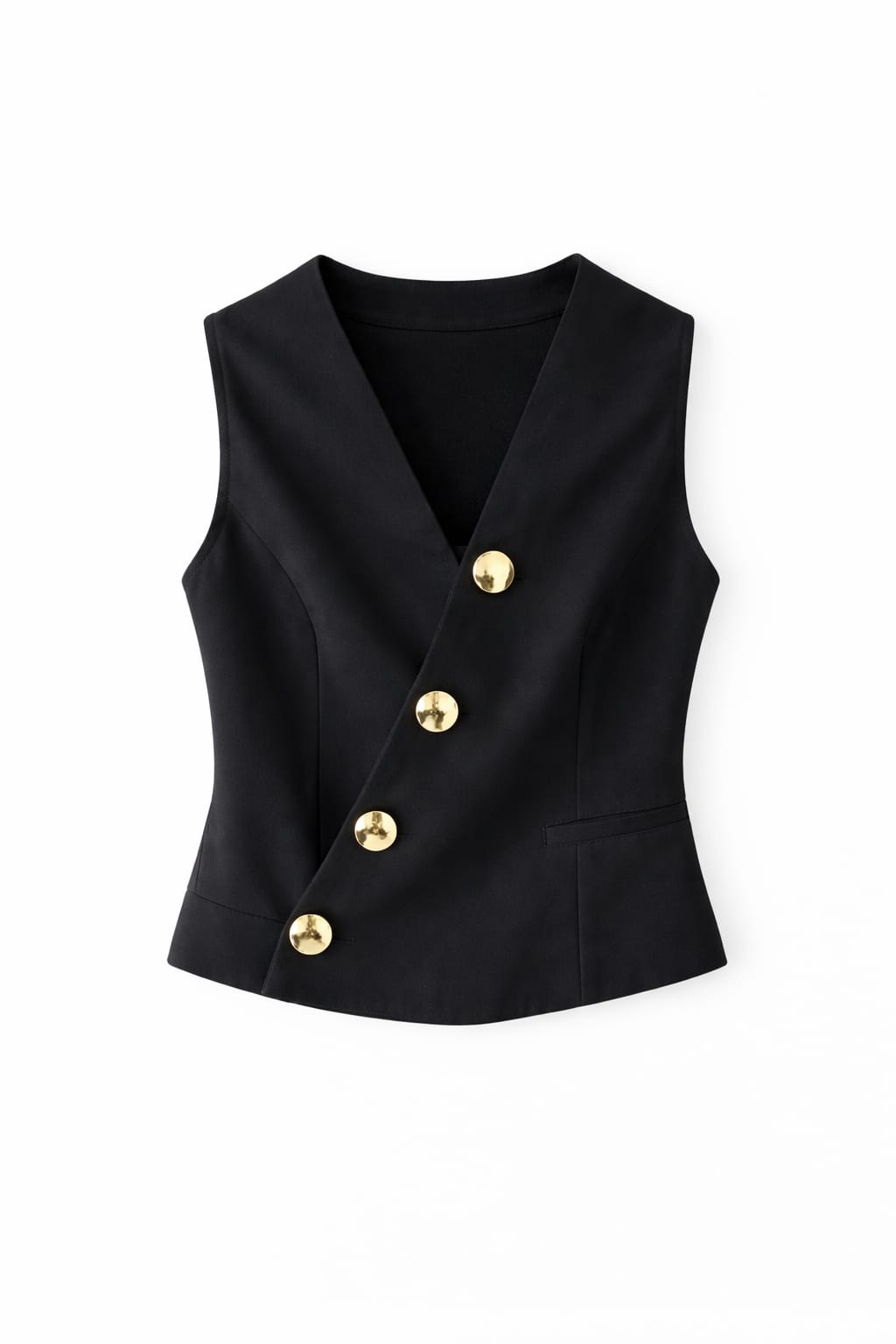 Black Twist Button Up Vest