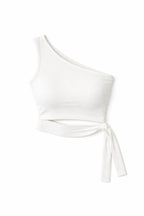 White 130 One Shoulder Tie Top