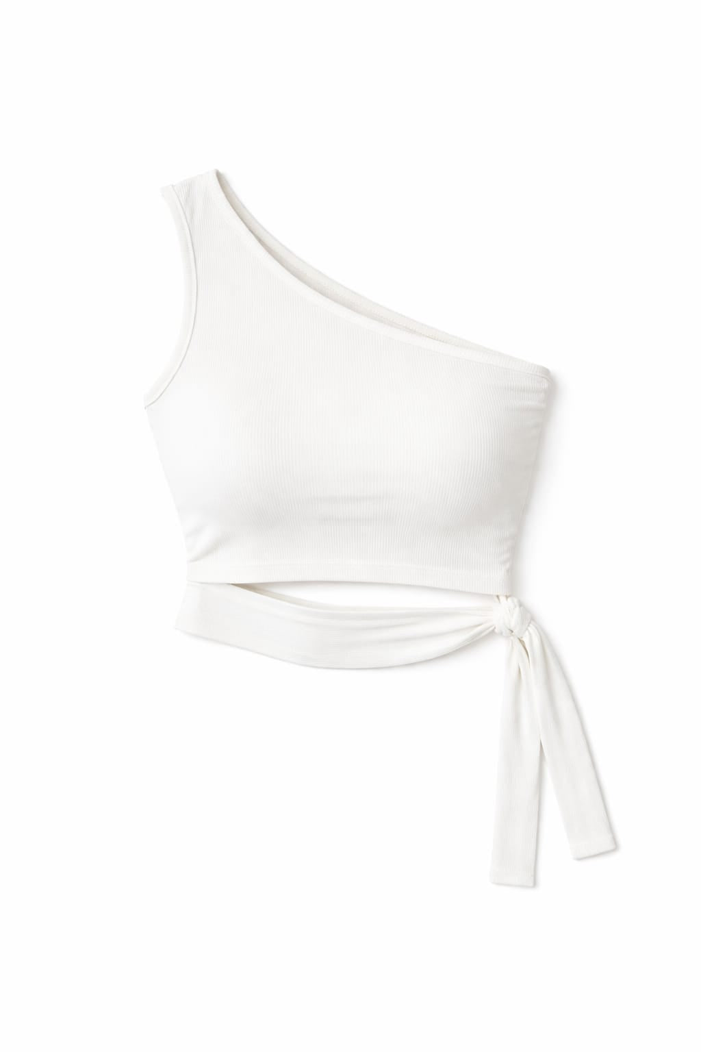 White 130 One Shoulder Tie Top