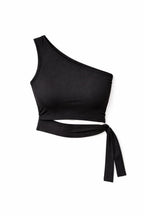 Black 130 One Shoulder Tie Top