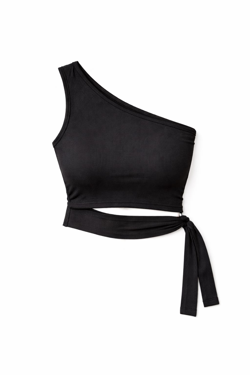 Black 130 One Shoulder Tie Top