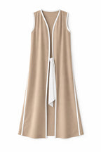 Beige Longline Tie Vest