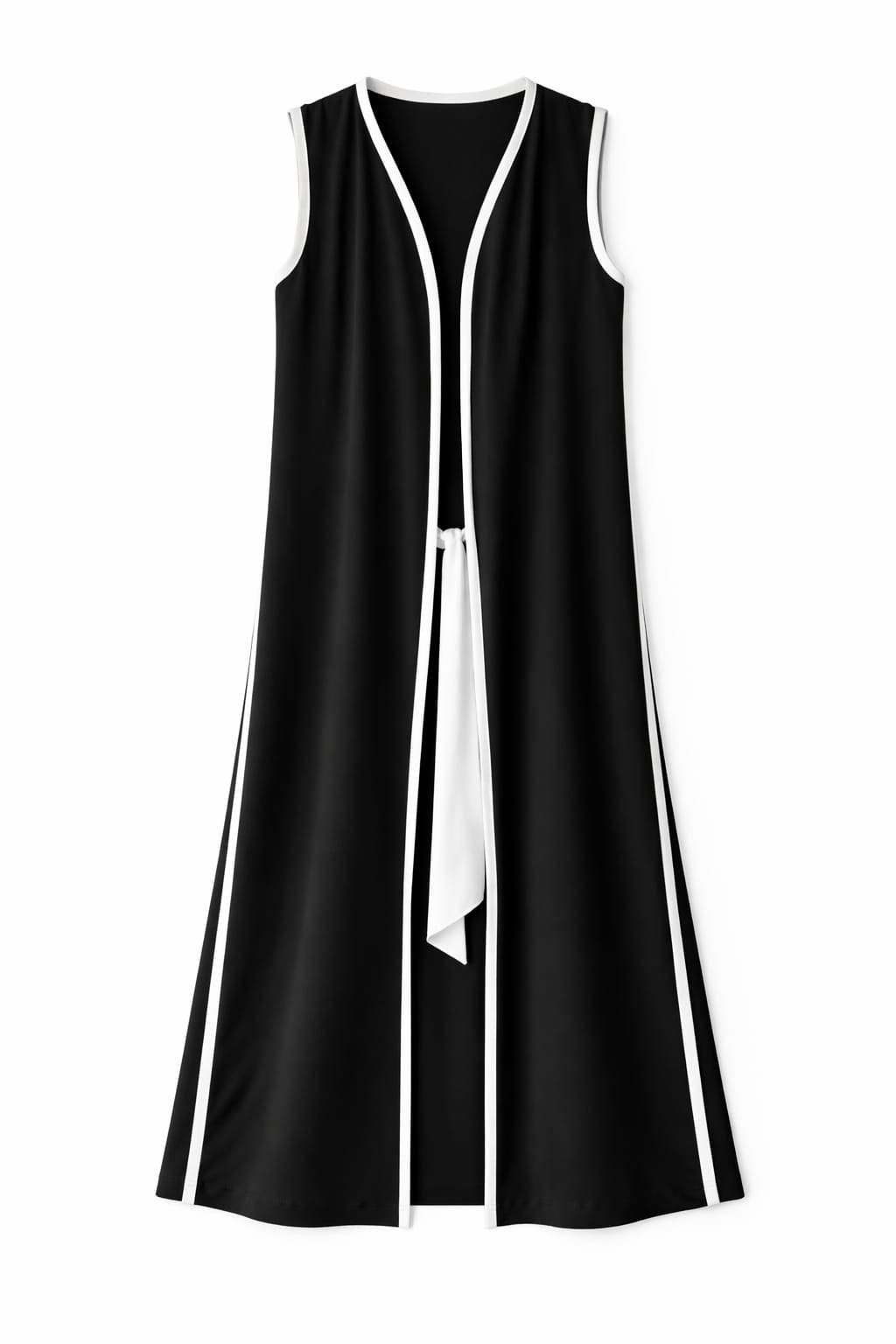 Black Longline Tie Vest