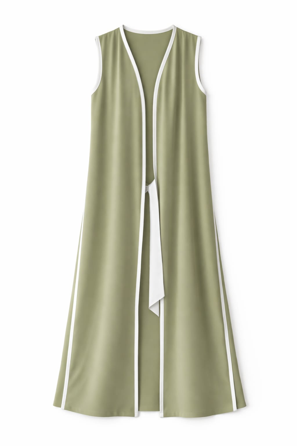 Olive Longline Tie Vest