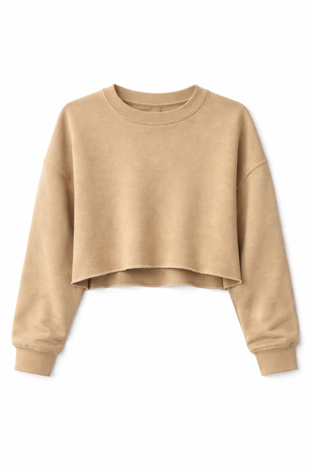 Camel Acid Wash Cropped High low Sweatshirt