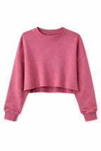 Fuchsia Acid Wash Cropped High low Sweatshirt