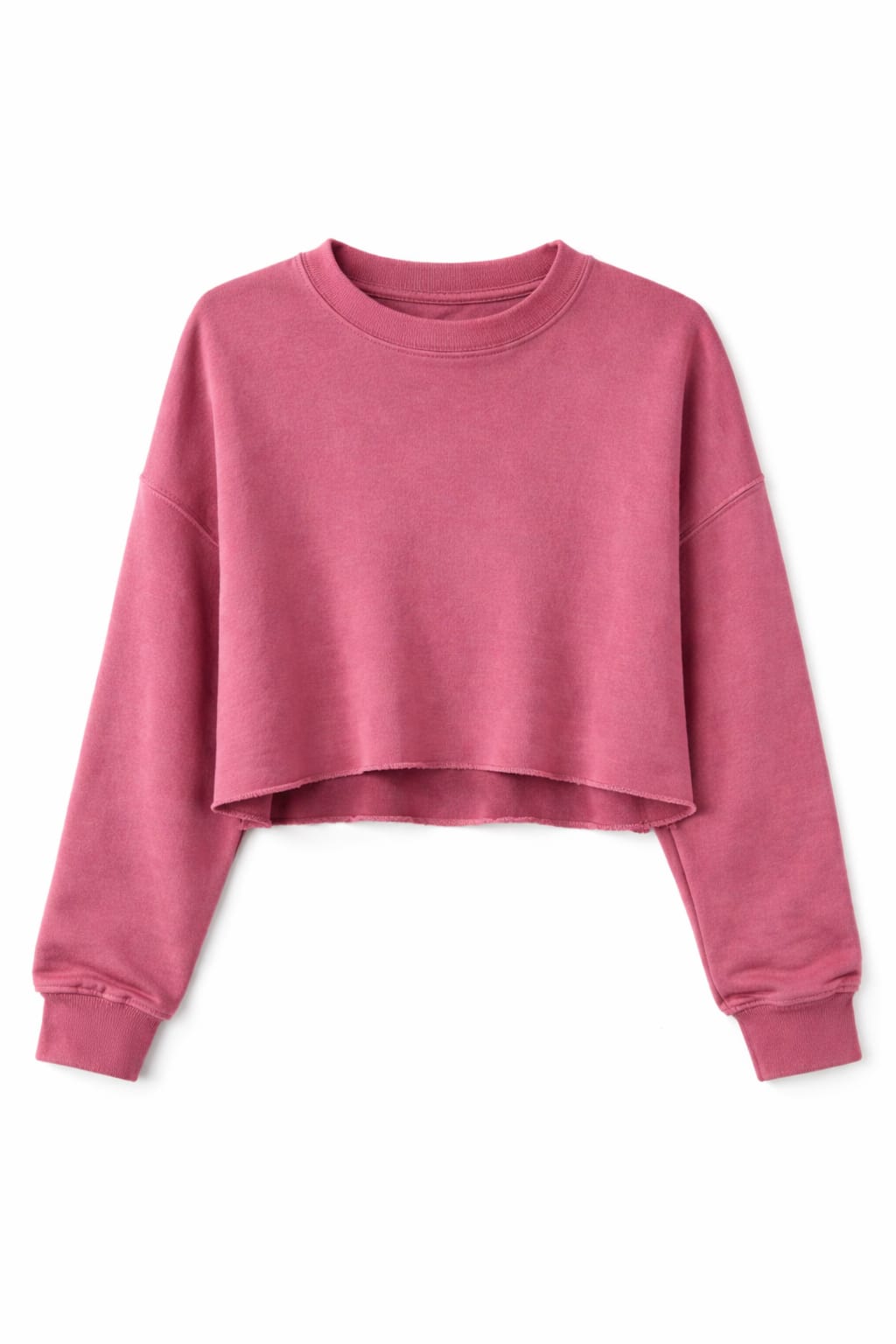 Fuchsia Acid Wash Cropped High low Sweatshirt