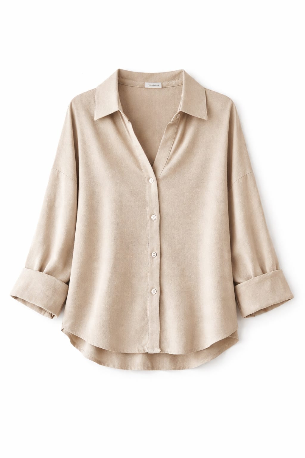 Beige Basic V Essential Shirt