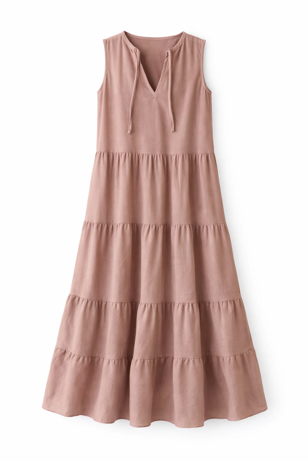 Beige Frillu Essential Tiered Dress