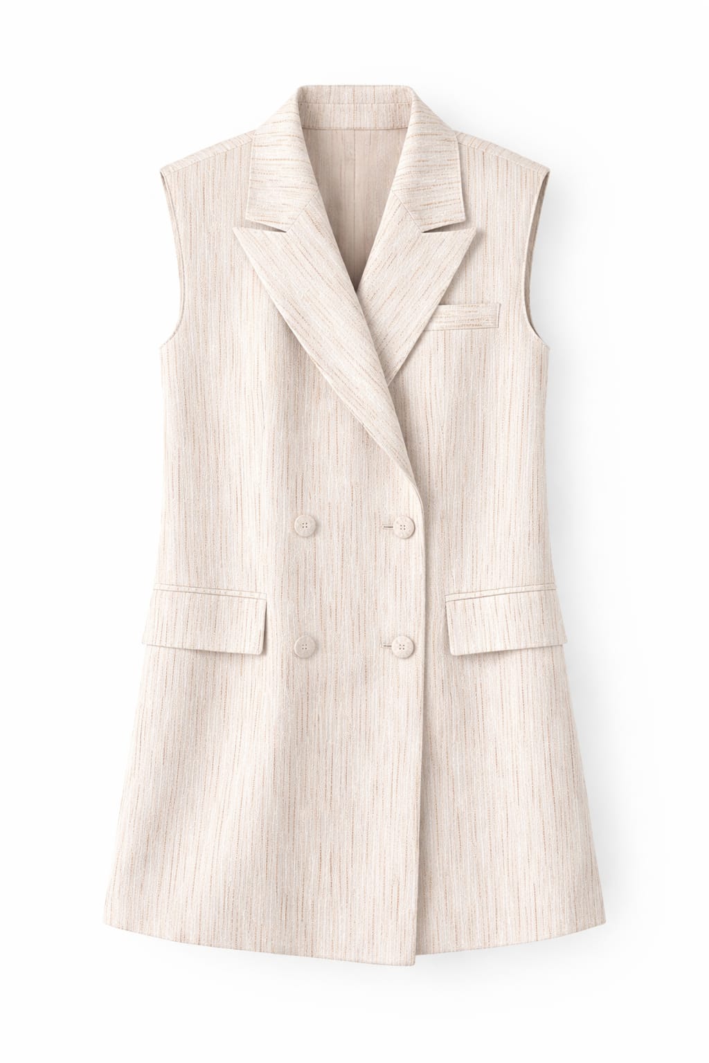 Beige Linen Mini Lines Vest