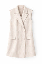Beige Linen Mini Lines Vest