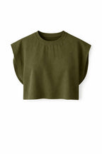 Olive Boxy Jersey Cropped T-Shirt
