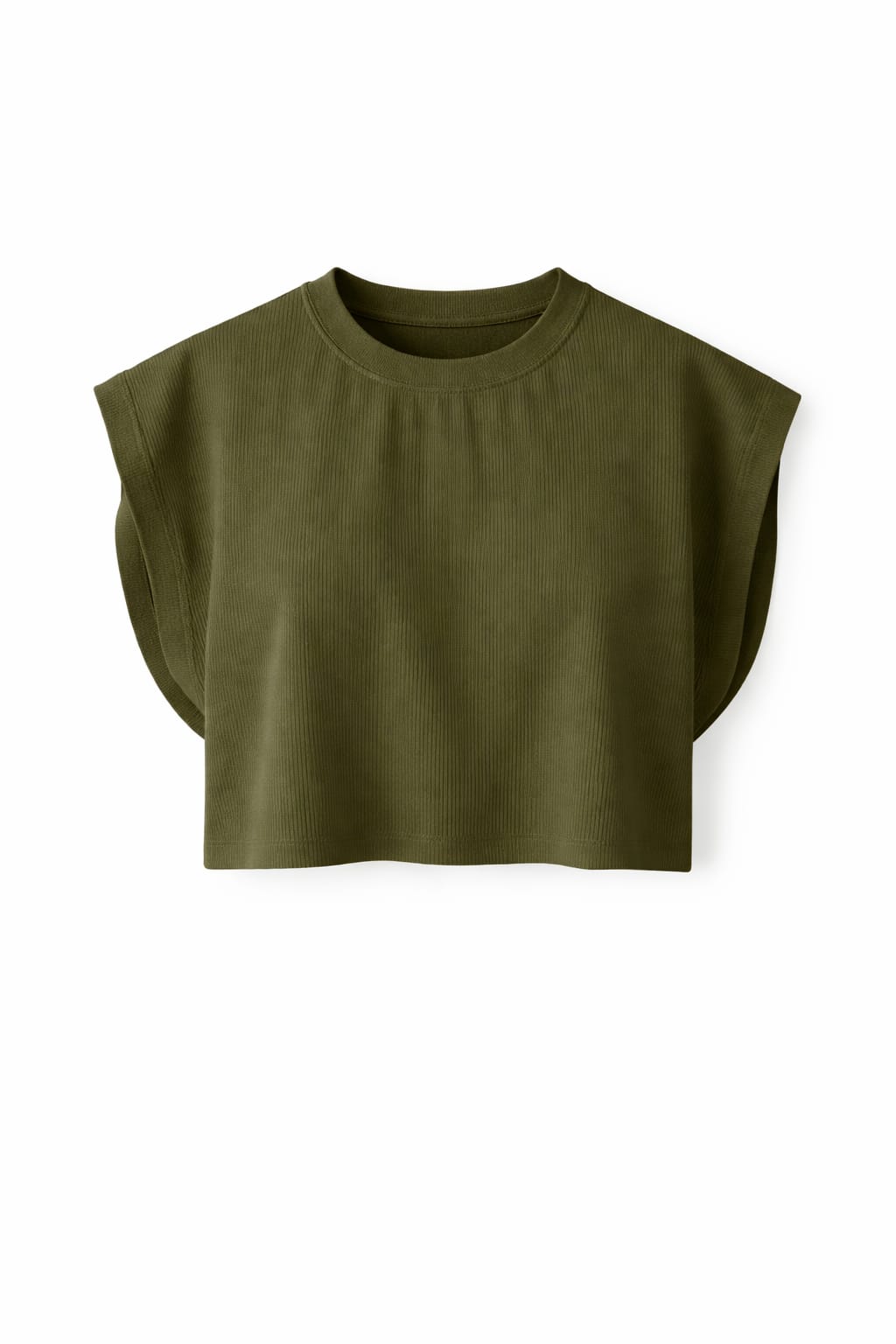 Olive Boxy Jersey Cropped T-Shirt