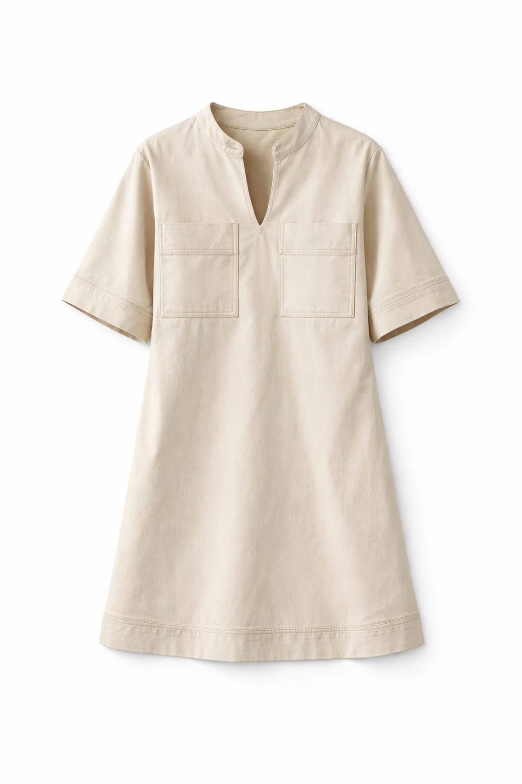 Beige Thick Mini Around Dress