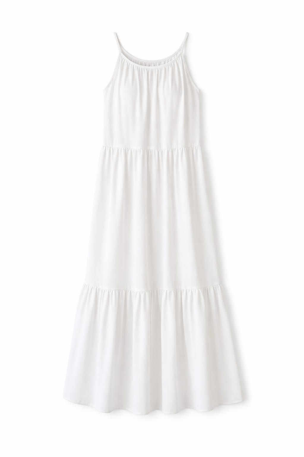 White Simple Style Tiered Dress