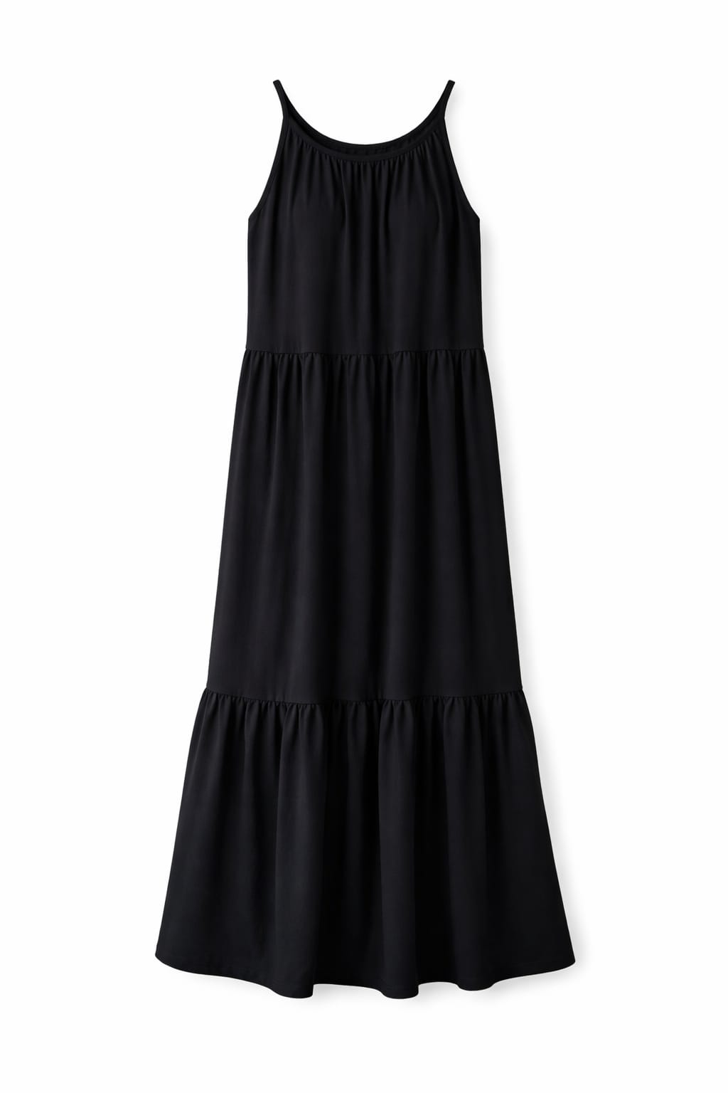 Black Simple Style Tiered Dress