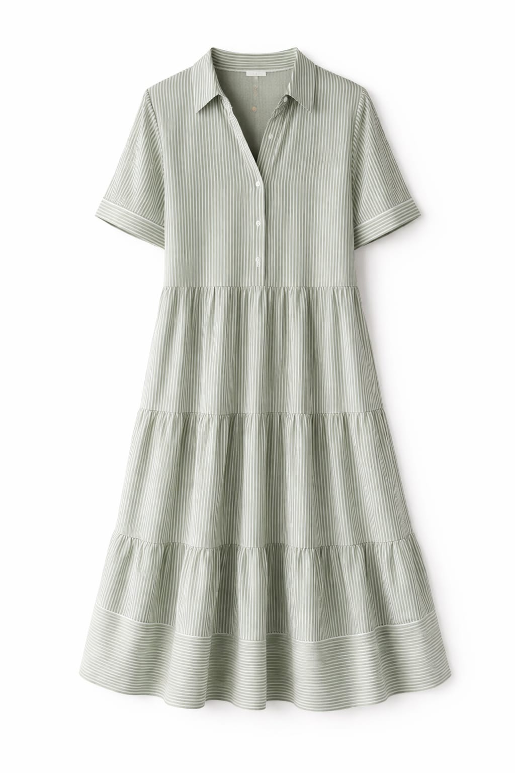 Olive Striped Shirt Dress