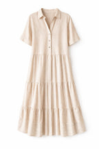 Beige Striped Shirt Dress