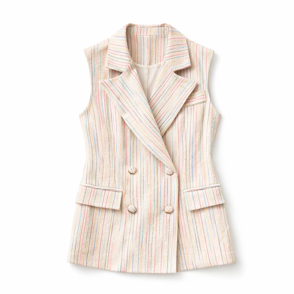 Multicolor Linen Mini Lines Vest