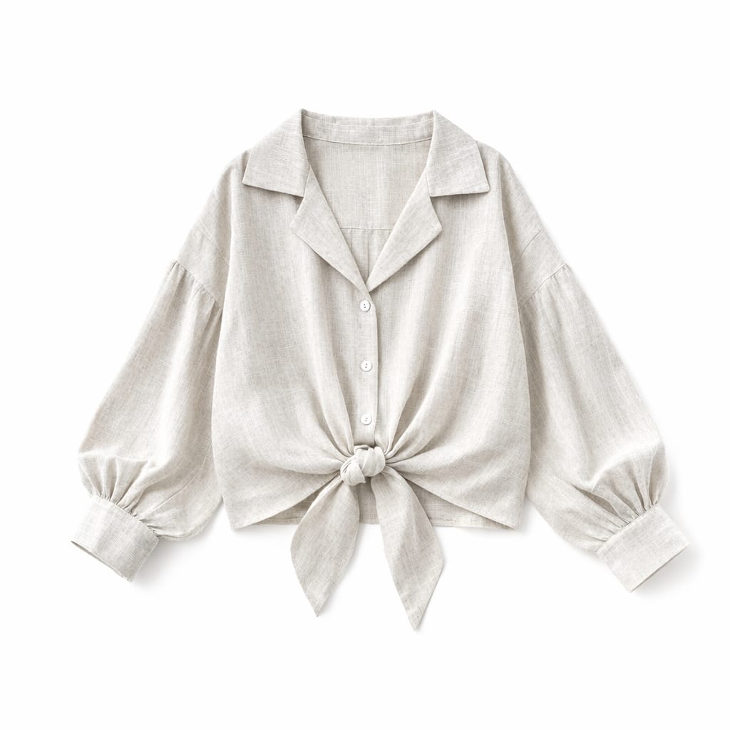 Front Knot Linen Shirt
