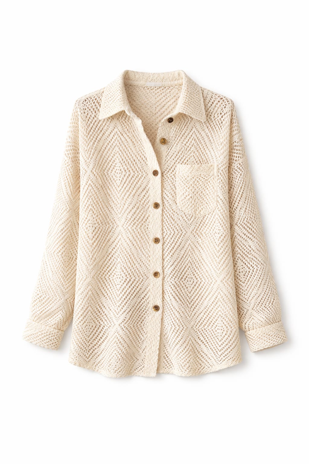 Beige Hollow Out Shirt