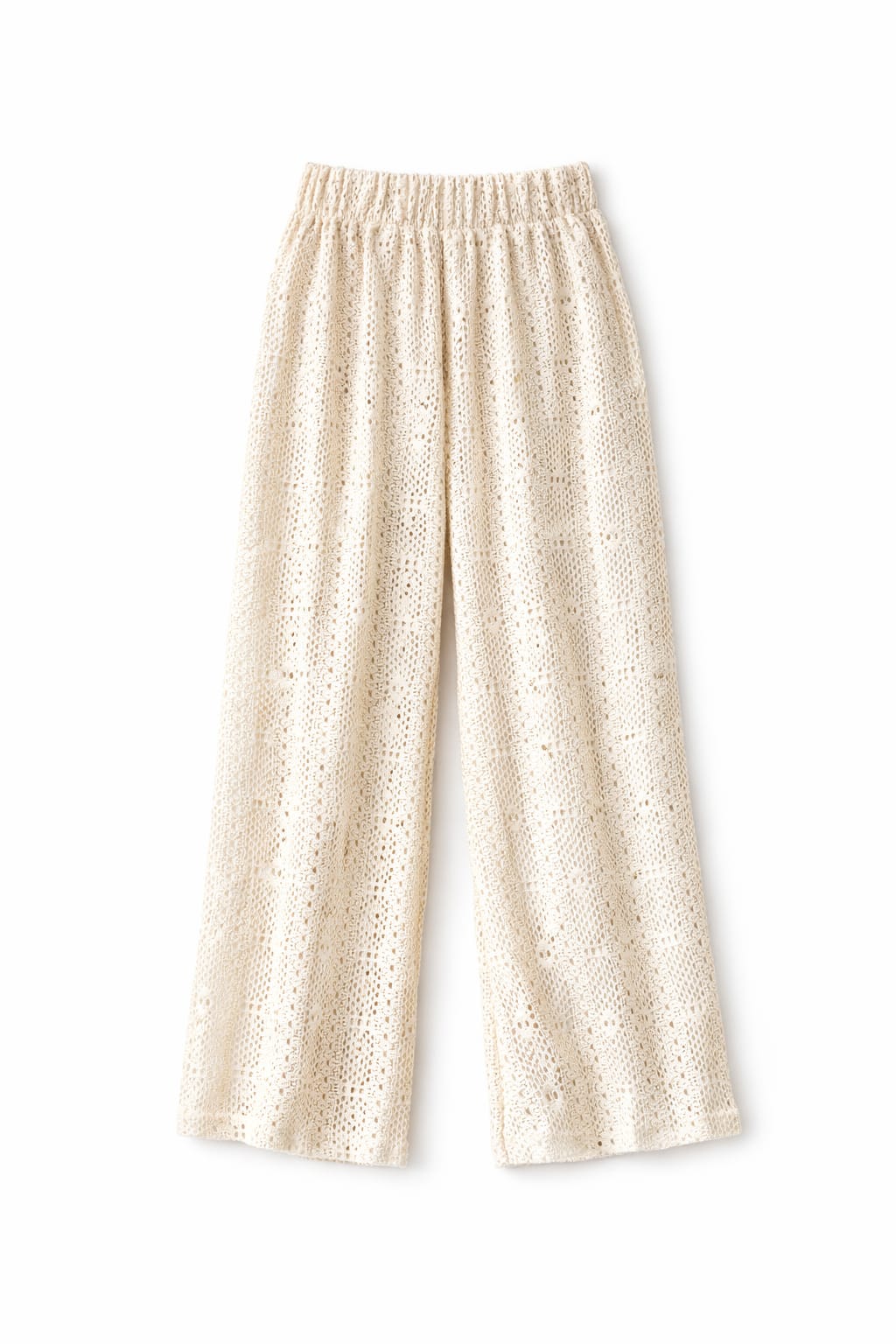 Beige Hollow Out Pants