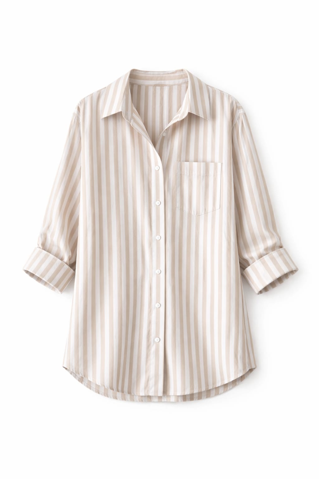 Beige Effortless Striped Shirt