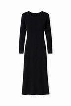 Black 99 Interknit Long Sleeve Basic Dress