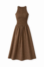Rust Crinkle Sleeveless  Dress