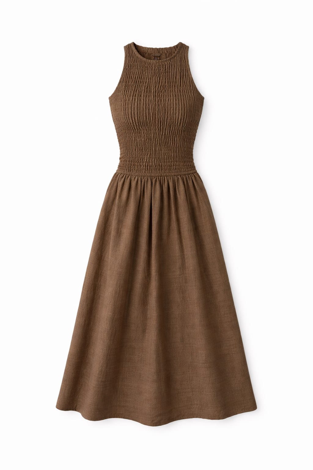 Rust Crinkle Sleeveless  Dress