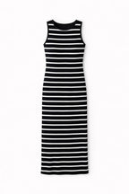 Black 101 Interknit Striped Long Basic Dress