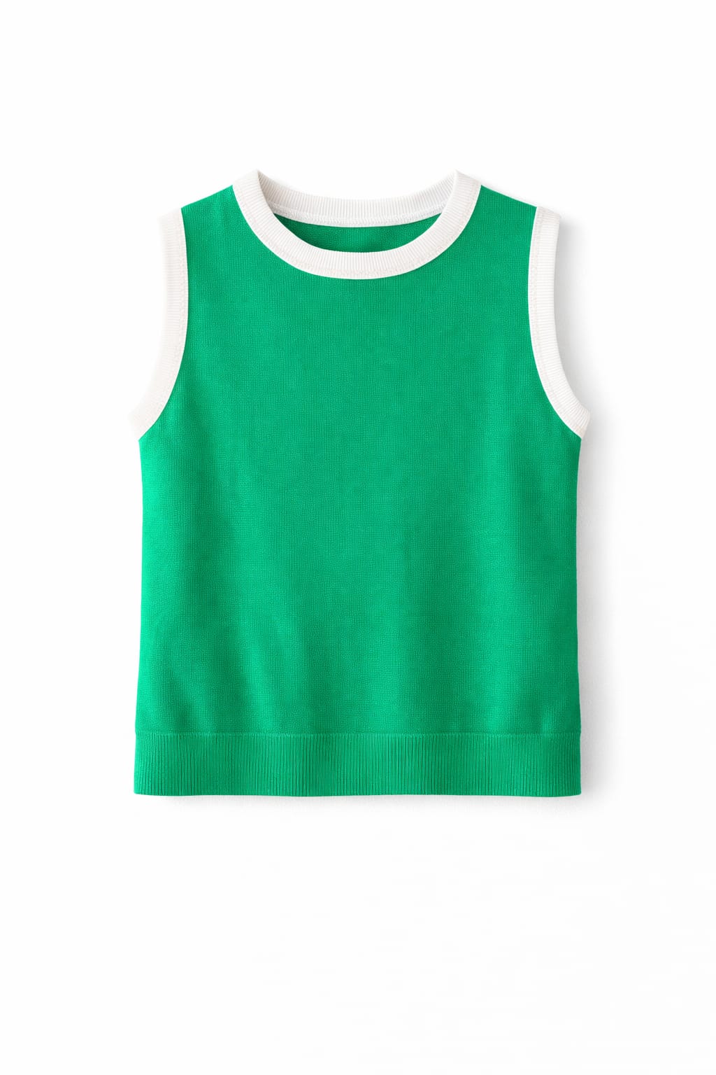 Green Colorblock Neck Knit