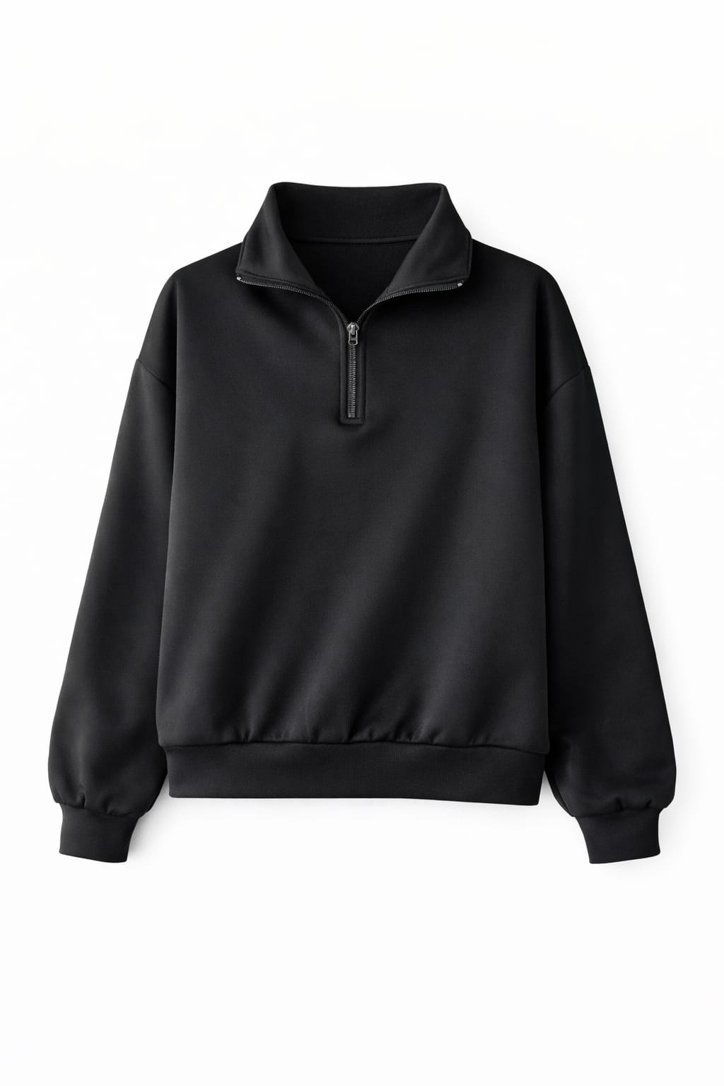 Black Quarter Zip Up Scuba Sweatshirt