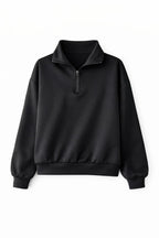 Black Quarter Zip Up Scuba Sweatshirt