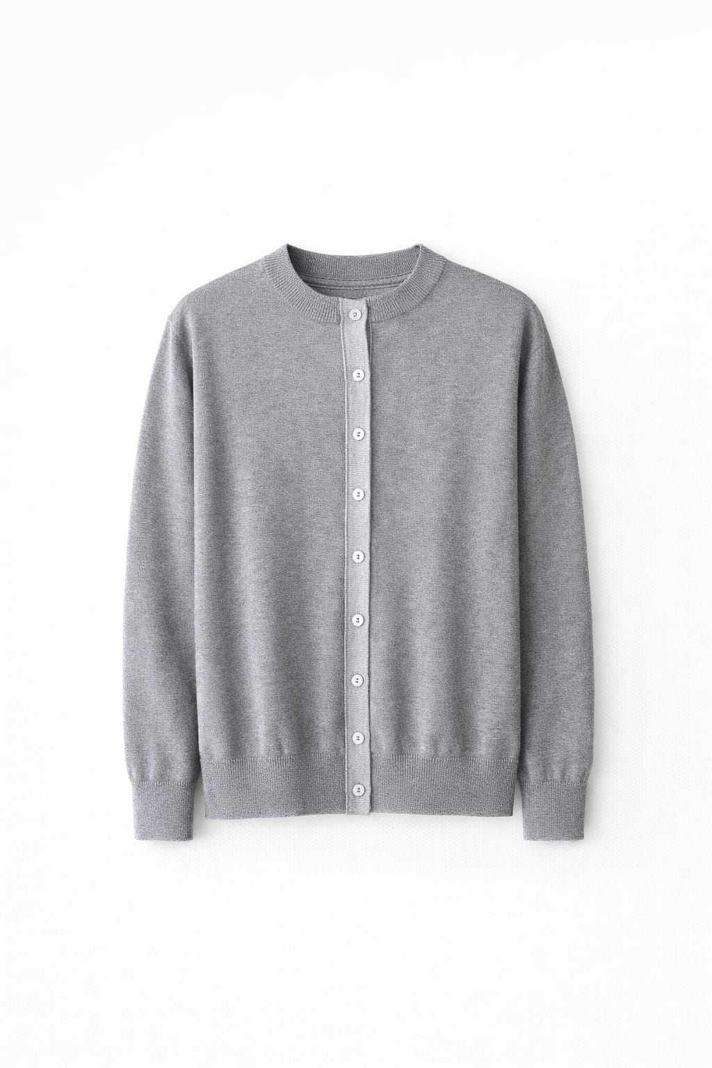 Grey Middle Line Button Knit Cardigan