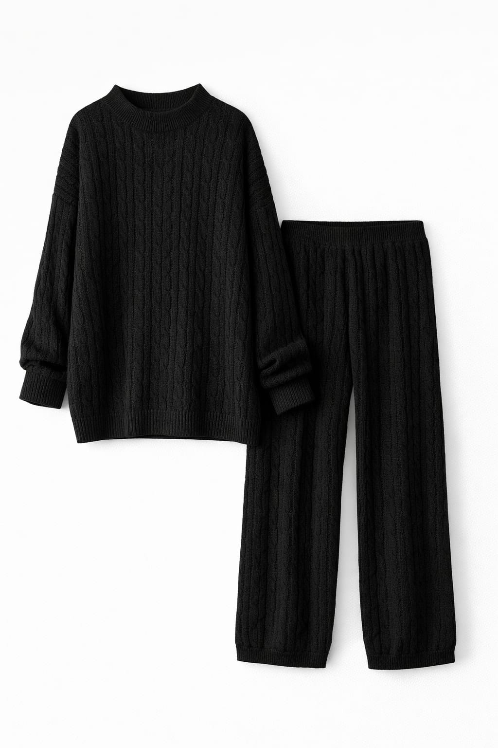 Black Cable Knit Set