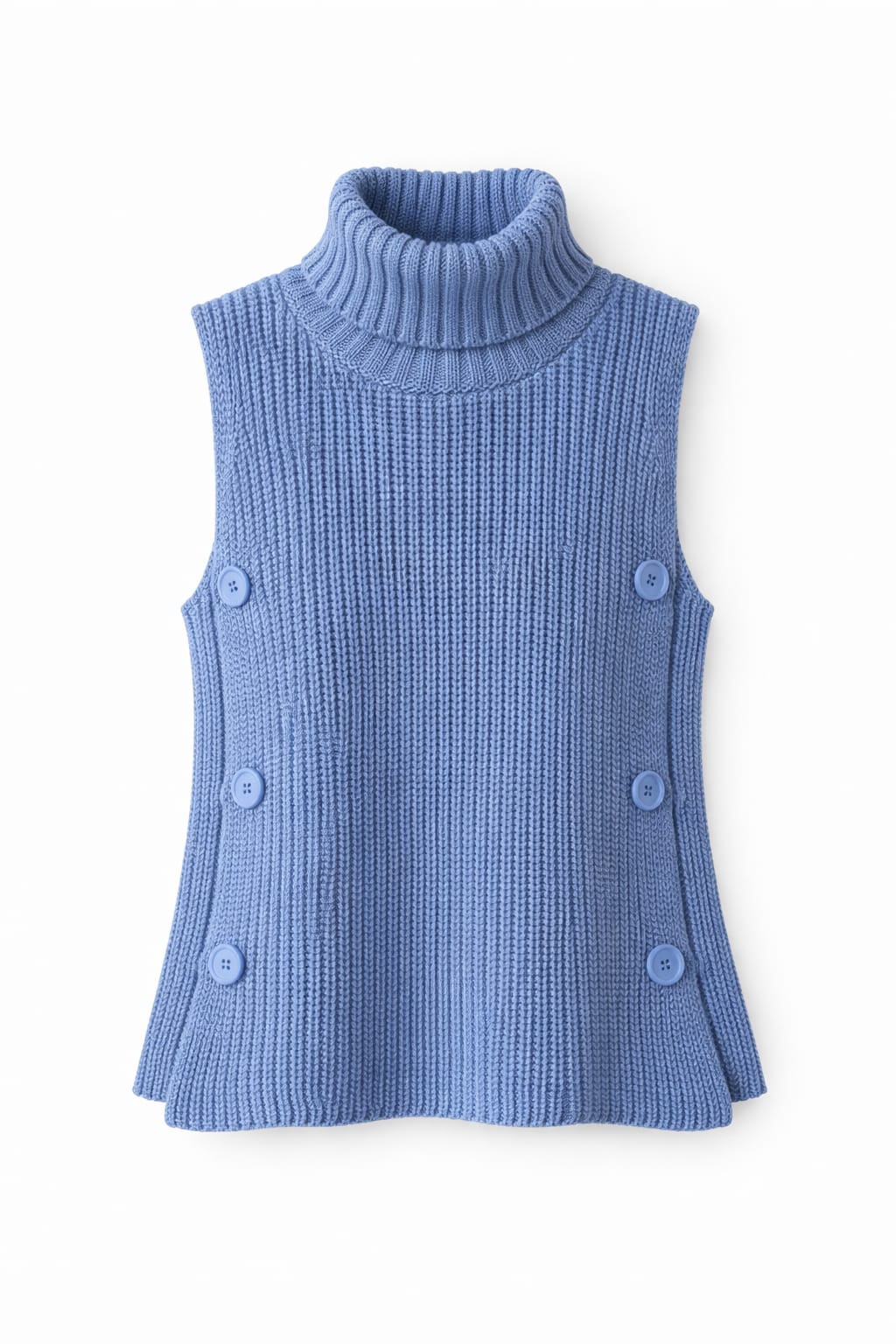 Baby Blue High Neck Buttons Side Vest