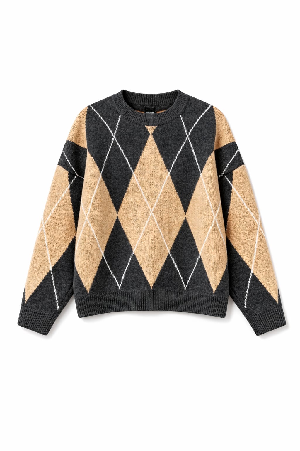 Beige Rebel Argyle Knit