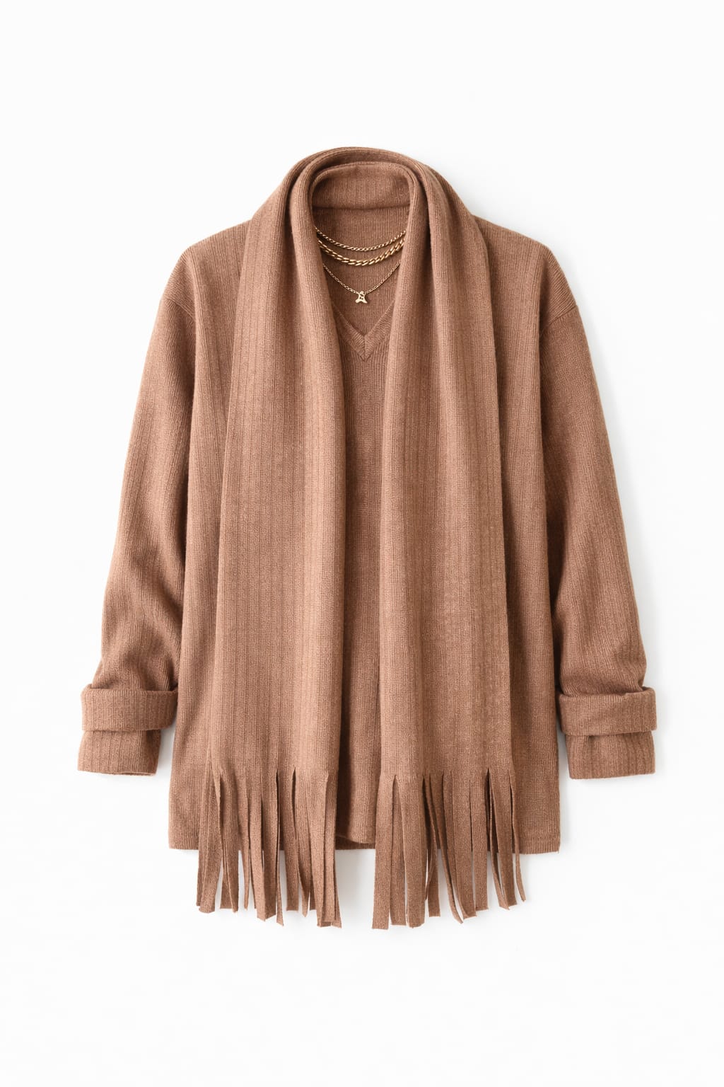 Cafe fringe Scarf Poncho