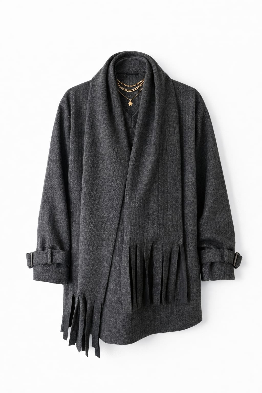 Black fringe Scarf Poncho
